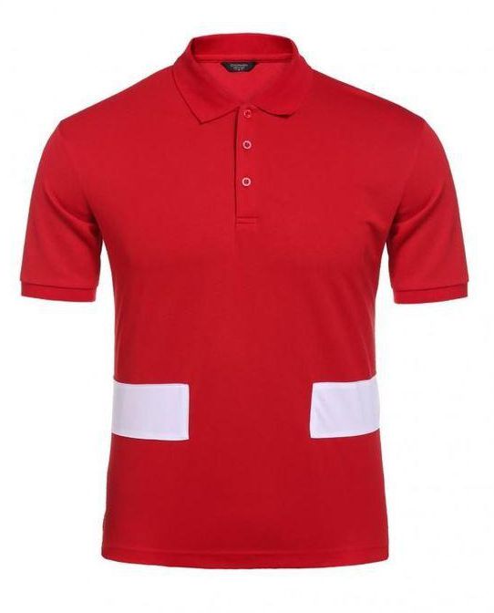 COOFANDY Men's Turn Down Collar Short Sleeve Patchwork Casual Sports Polo Shirt-Red