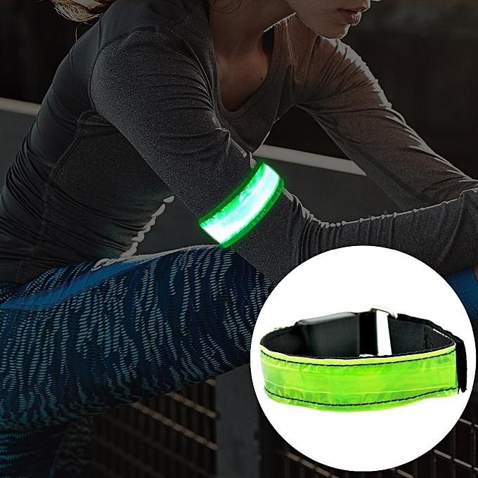 Generic LED Flash Safety Reflective Nylon Light Battery Sports Wrist Belt(Green)