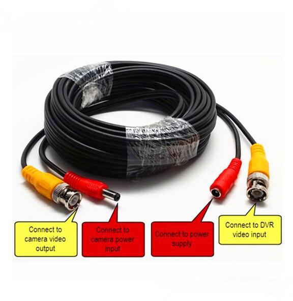Tomvision - 40m Black BNC Security Camera Video Cable for All HD CCTV DVR Surveillance System High Quality RG59 plug DC power to BNC video camera extension cable