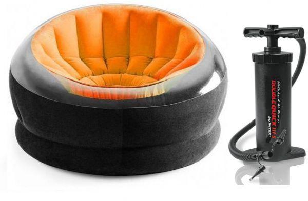 Intex 68582 inflatable chair - orange with air pump