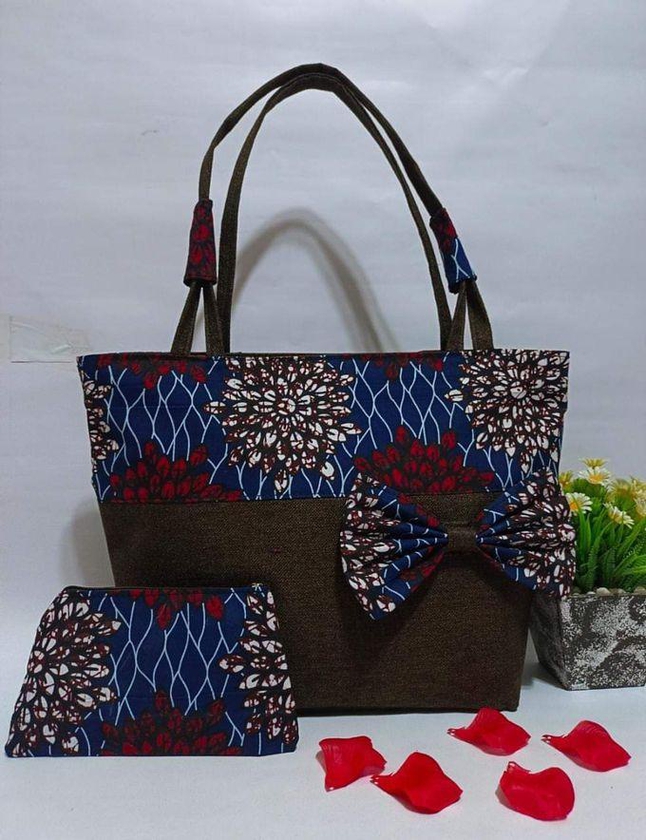Fashion & Bag Fashion 2 In 1 Ankara Bow Tote Bag- Brown Hand Bag