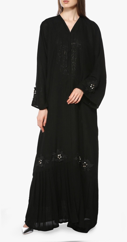 Black Embellished Patch Abaya
