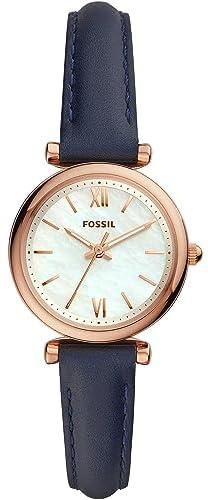 Fossil Carlie Mini Women's Mother Of Pearl Dial Leather Analog Watch - ES4502