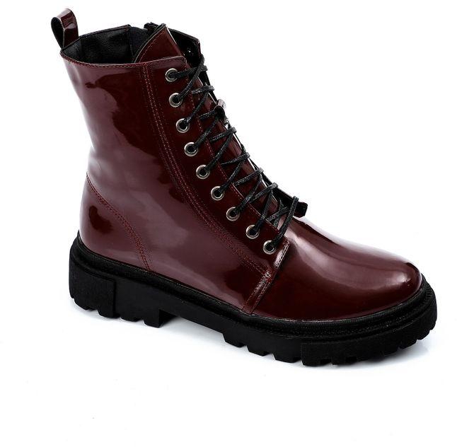 xo style Leather Half-Boot - Burgundy
