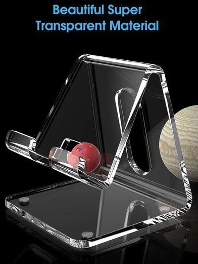 Acrylic Cell Phone Stand, Clear Phone Holder, Transparent Phone Stand for Desk Phone Dock Cradle Compatible with iPhone 14 13 Pro Max 12 11 XR, All Smartphones 4-8 inch, Desk Accessories