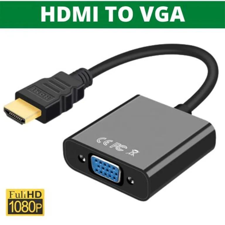 HDMI to VGA Adapter Cable Converter Adapter Support 1080P with Audio Cable for Laptop TV PC Monitor black one size