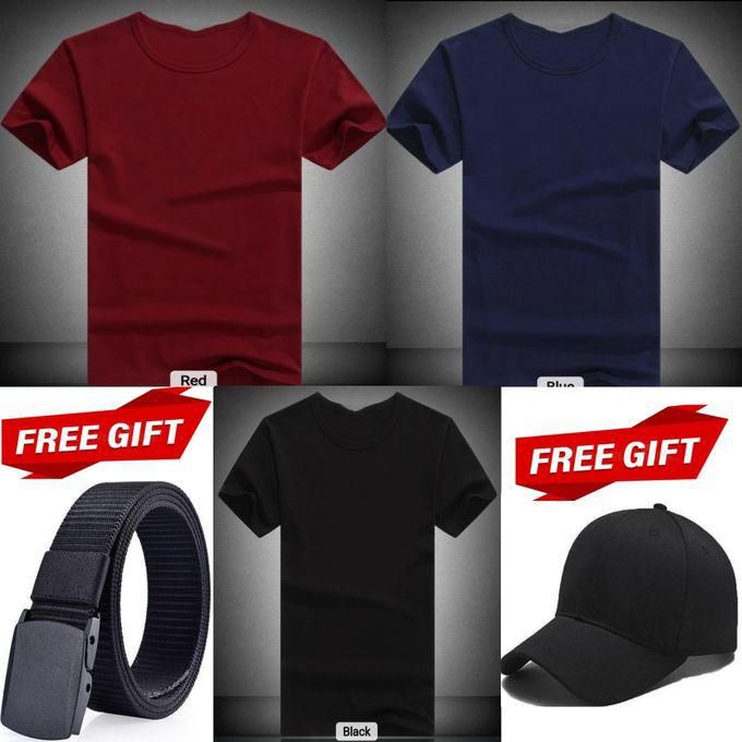 Fashion 3 Men's Casual Coast // Hot environment // Summer T-Shirt Bundle: 3-Pack with Bonus Cap & Belt