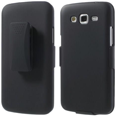 2 in 1 Slide Holster Hard Case w/ Belt Clip Stand for Samsung Galaxy Grand 2 Duos G7102 - Black
