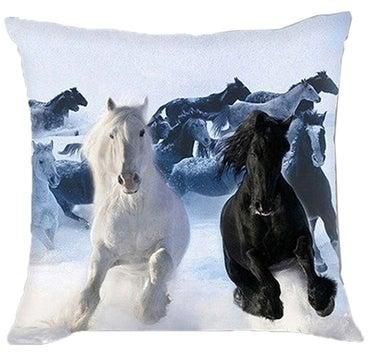 18-Inch Watercolor Horse Print Pillow Cover Multicolour 45x45centimeter