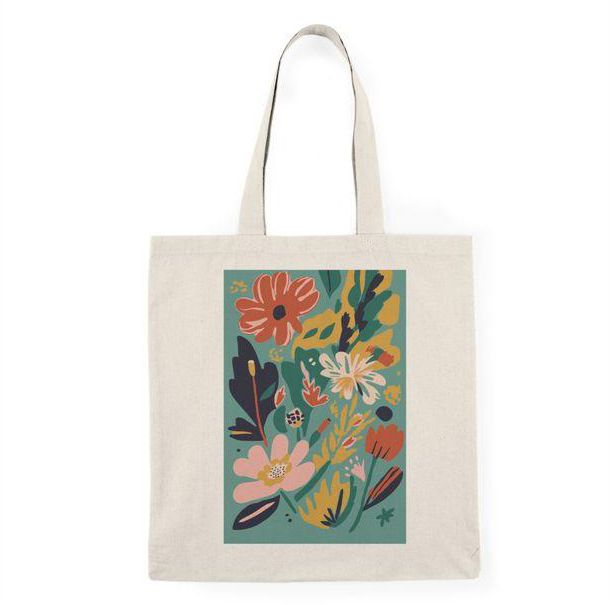 توتي باج - شنطة قماش دك ثقيل Flower Botanical Tote Bag