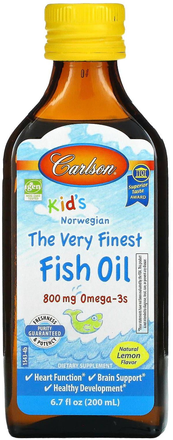 Carlson‏, زيت السمك النرويجي الأجود للأطفال، الليمون الطبيعي، 800 ملجم، 6.7 أونصة سائلة (200 مل)