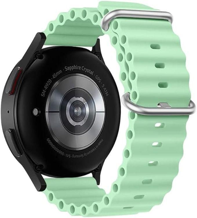 TenTech Ocean Silicone Band 22mm Compatible With Huawei Watch /GT2 / GT2 PRO / GT Runner / GT3 / GT3 Pro / GT4 / GT4 Pro / GT1 Size 46mm - Light Green