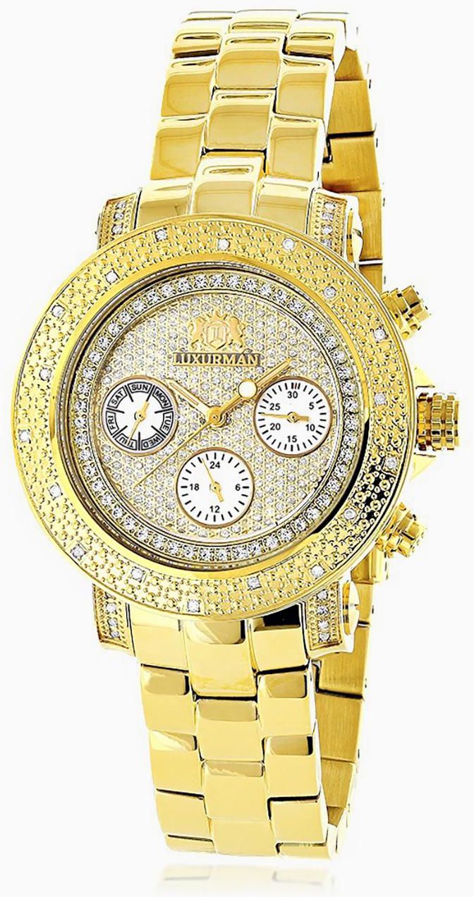 Luxurman Ladies' Gold plated Diamond Watch