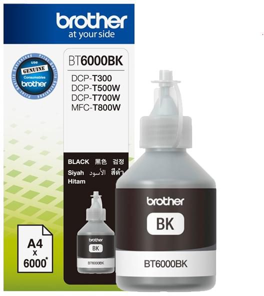 Brother BT6000Bk Genuine Black Ink Bottle For Brother T300 T500 T700W T800W Printers