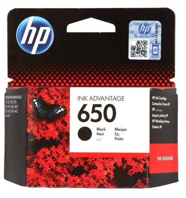 HP 650 Black Noir Ink Advantage Cartridge