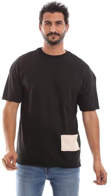 Plain Basic Round Neck Oversized T-Shirt - black