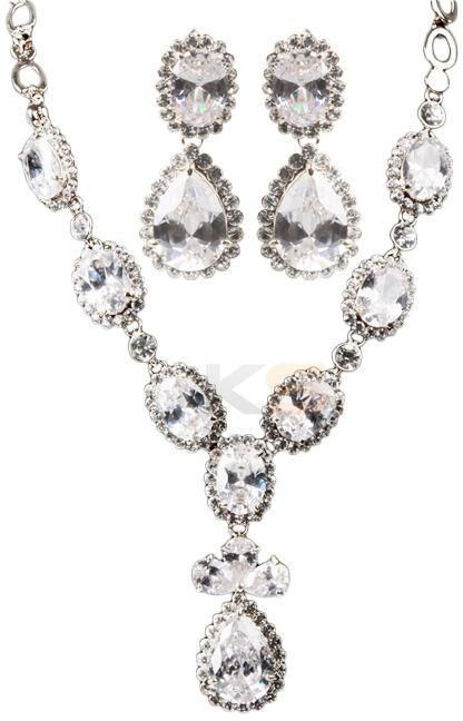 Elegant Alloy With Rhinestone Zircon101 Women's Jewelry Set Including Necklace/Earrings