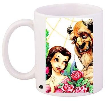 Beauty And The Beast Printed Coffee Mug White/Beige/Green 11ounce