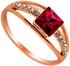 18K Rose Gold Plated Ring - Red Stone [RI00800-18]