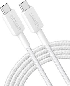 Anker USB-C to USB-C Braided Cable, 60 W, 6ft/1.8 m, White, A81F6H21