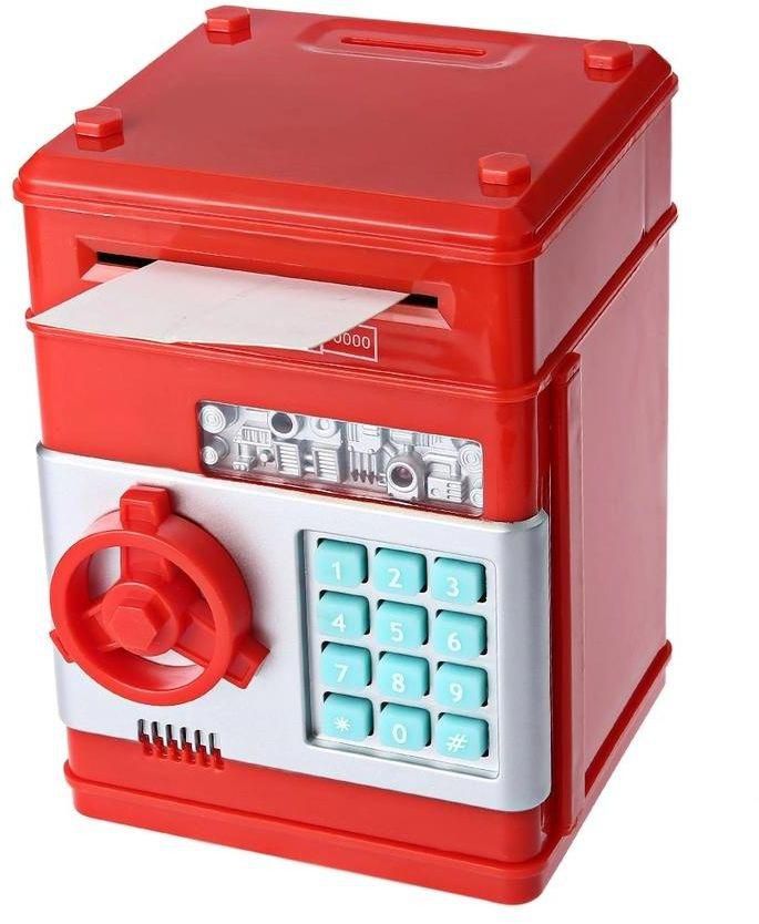 Kids Mini Electronic Money Bank Coin Cash Saving Box,RED