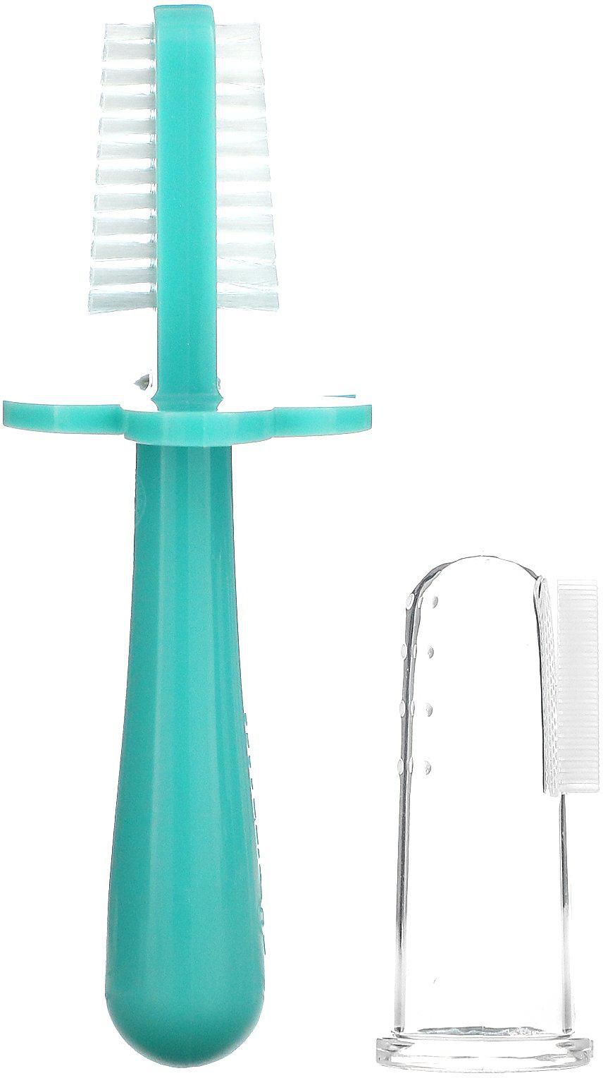 Grabease‏, Double Sided Toothbrush, 4m+, Teal, 1 Brush + Stage 1 Finger Brush