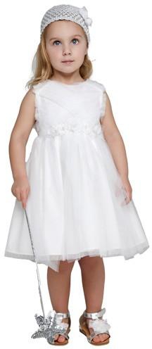 فستان بناتي أبيض من التل