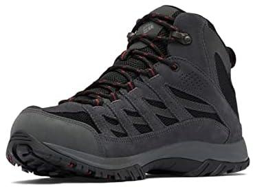 Columbia Men's Crestwood Mid Waterproof Wide Hiking Shoe, Black, Charcoal, 9.5