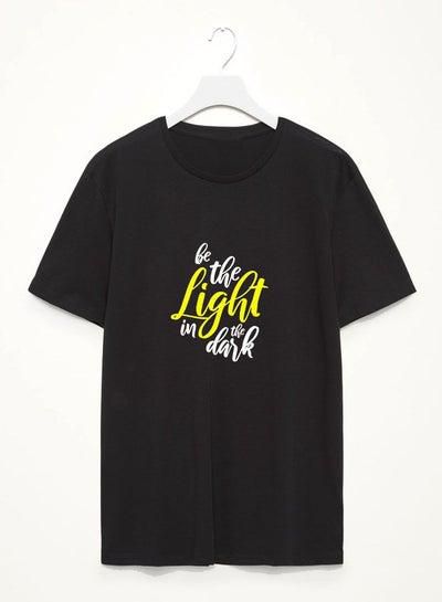 Oversize Graphics Printed Loose Tee Short Sleeve Round Neck Casual Black Tshirt Be The Light In The Dark White