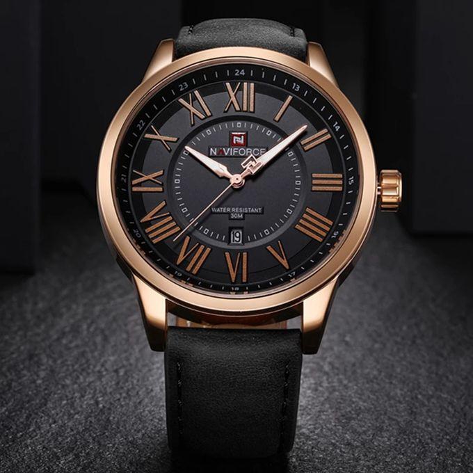 Naviforce New Watch Digital Top Luxury Man Leather Quartz Business Clock 9126