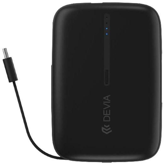 Devia Kintone Series Built-in Dual Cable Power Bank 10000mAh Support Three Devices - Black