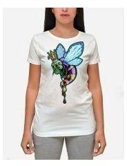 Printed Skull Bee Queen T- Shirt - White