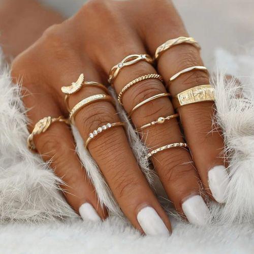 Fashion 12Pcs Women Rings Fashion Jewelry Accessories