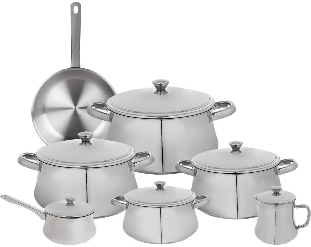 Get Zahran Stainless Steel Cookware Set, 13 Pieces - Silver with best offers | Raneen.com