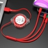 USB Charger 3 In 1 USB Cable Micro/Type C/Android/iPhone Cable Retractable Fast Charger Cable - RED