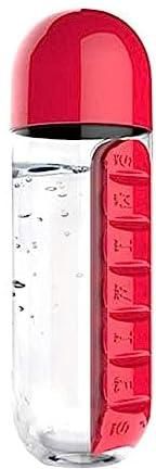 As Seen On Tv Plastic Pill Organizer Water Bottle, Red