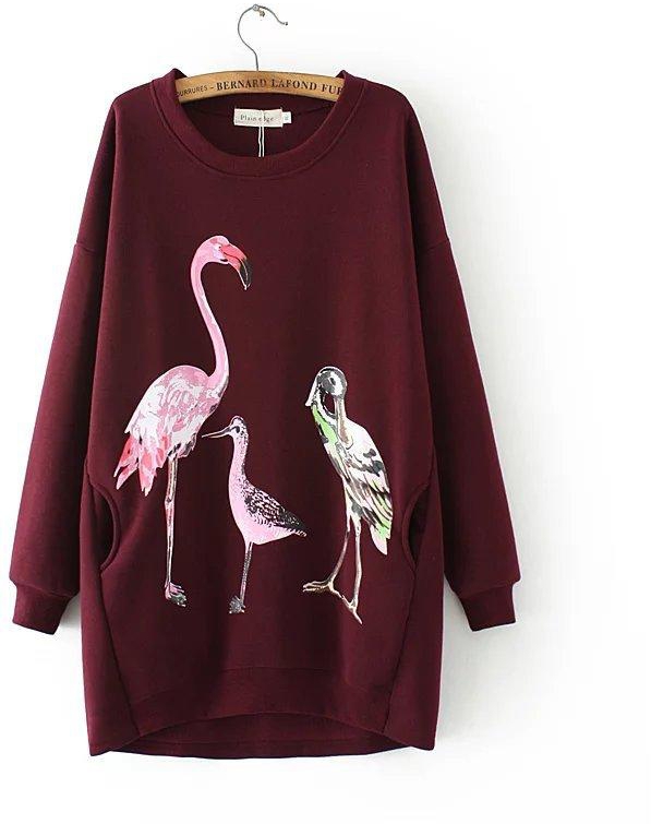 Women's Sweatshirt Casual Style Animal Print O Neck Long Sleeve Midi Sweatshirt