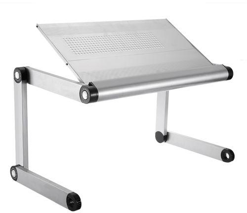 Generic K6 Folding Computer Table Bed Tray Desk Adjustable Height For Laptop With Cooling Holes - White Golden