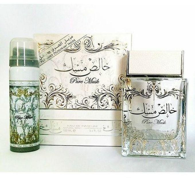 Lattafa Pure Musk - 100Pure Musk Gift Set - For Men - 2 Pcsml - EDP + Perfumed Deodorant - 50ml
