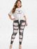 Plus Size High Rise Destroyed 3D Print Jeggings - 1x