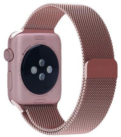 Milanese Loop Stainless Steel Bracelet Strap Band With Magnet For Apple Smart Watch 42mm  rose gold
