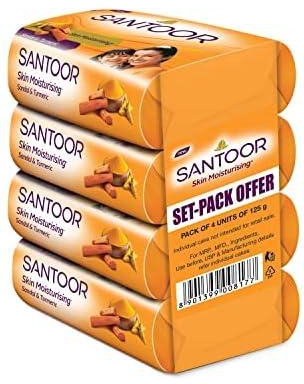 Santoor Pack Of 4 Sandal And Turmeric Soap