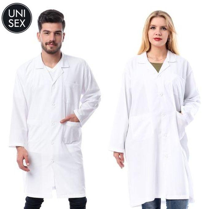 Unisex Full Buttons Down Doctor Robe - White