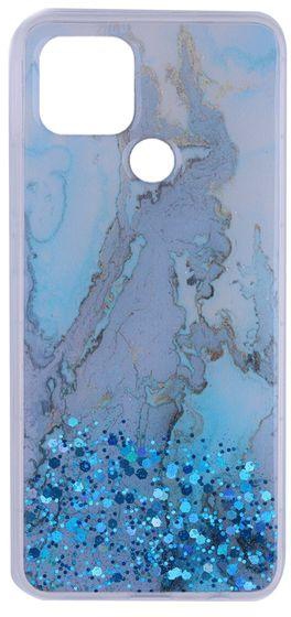 OPPO A15 / A15S - Marble Prints With Glitter Silicone Cover