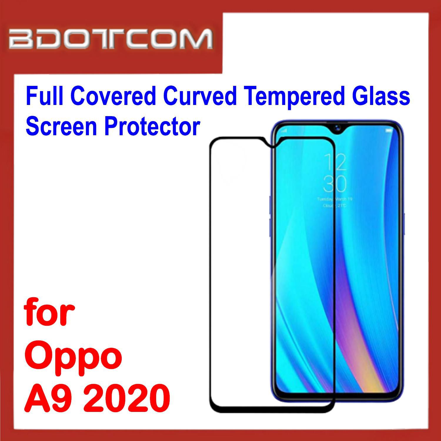 Bdotcom Full Covered Curved Tempered Glass Screen Protector for Oppo A9 2020 (Black)