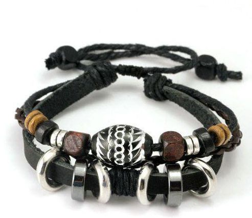Bracelet Colorful Wooden Beads and Metal Charms Fashion Jewelry