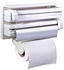 Triple paper dispenser for cling film wrap, aluminium foil & kitchen roll