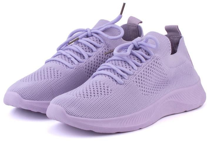 LARRIE Ladies Lace Up Fit Light Cushioned Sneakers - 4 Sizes (Purple)