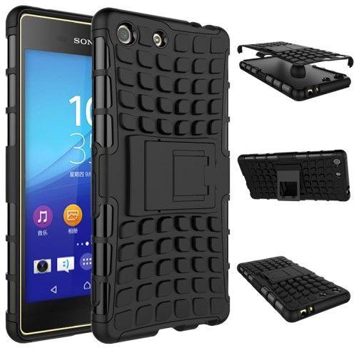 Detachable Anti-slip PC + TPU Hybrid Case with Kickstand for Sony Xperia M5 E5603 / M5 Dual E5633, Black