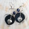 Navy Blue Cat Paw Print Earrings - Cat Lover Jewelry Gift